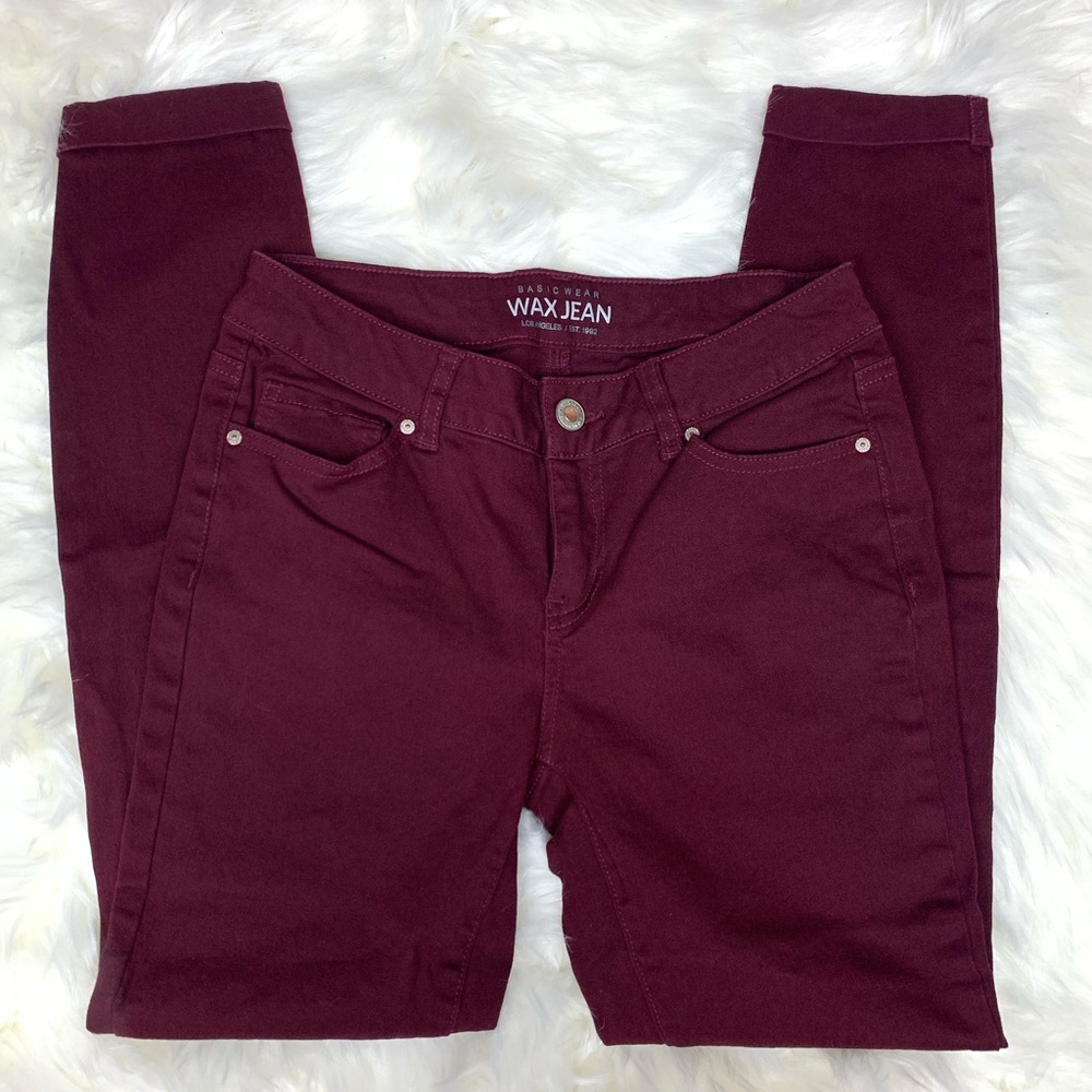 Wax Jean Maroon/Burgandy Skinny Cuffed Jean Sz 3